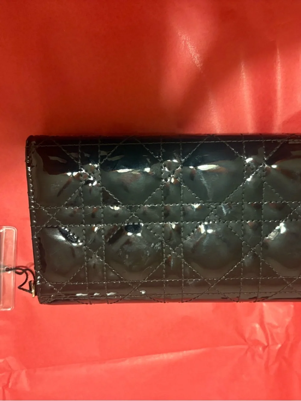 Dior Lady Dior Patent Cannage Long Wallet